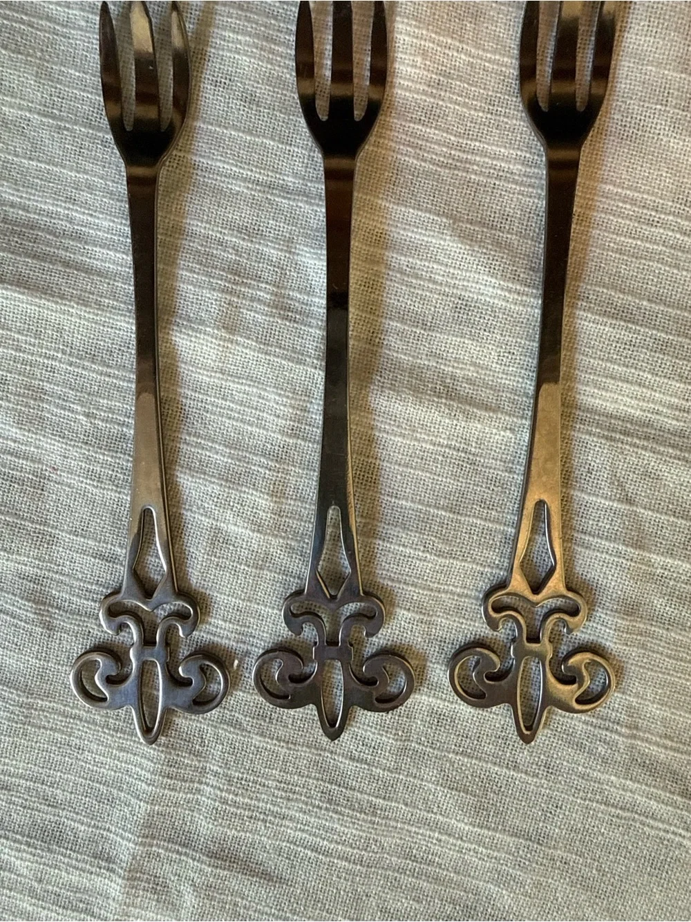 Fleur de Lis Stainless Silver-Tone Cocktail Forks - Set of 3